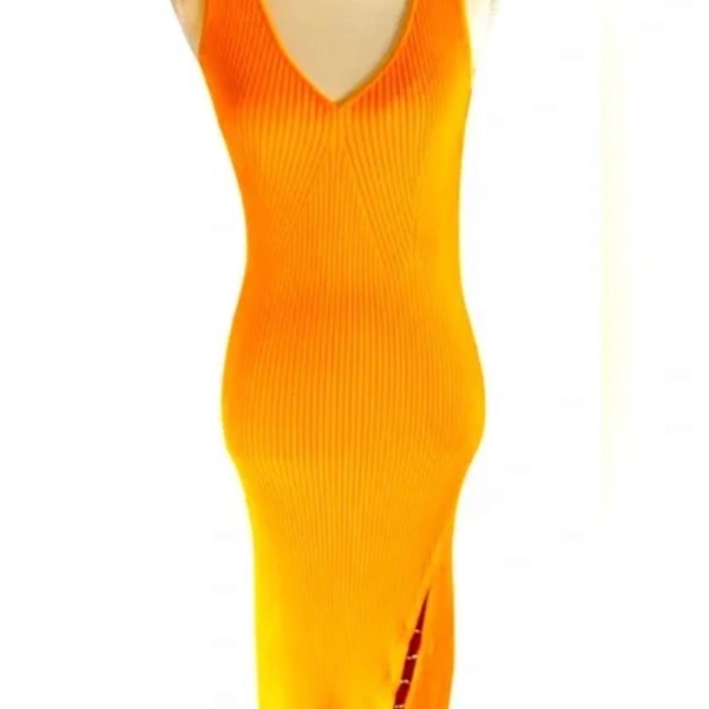 House of Harlow 1960 Orange Ribbed Midi Dress